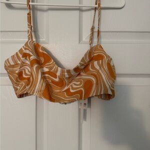 Orange and White Swirl Crop Top and Skirt